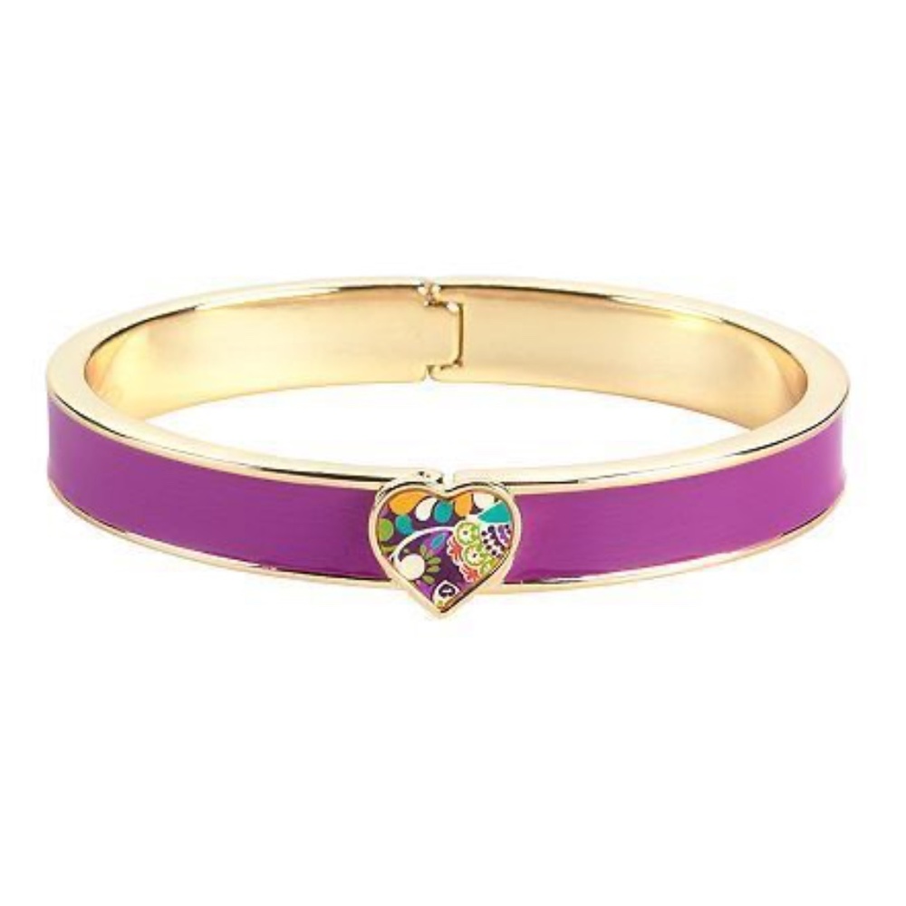 NWT Vera Bradley Heart Bangle in Plum Crazy logo Bracelet 12910 137 $38 CO